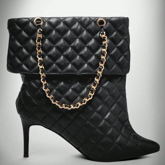 Black Elegant Women's Glamorous Stiletto Heel Booties - Picture 7 of 7
